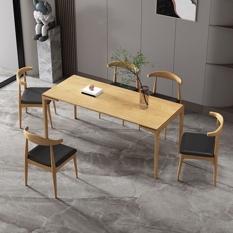 Mesa de comedor rectangular sencilla, mesa fija de Color madera con madera maciza de pino