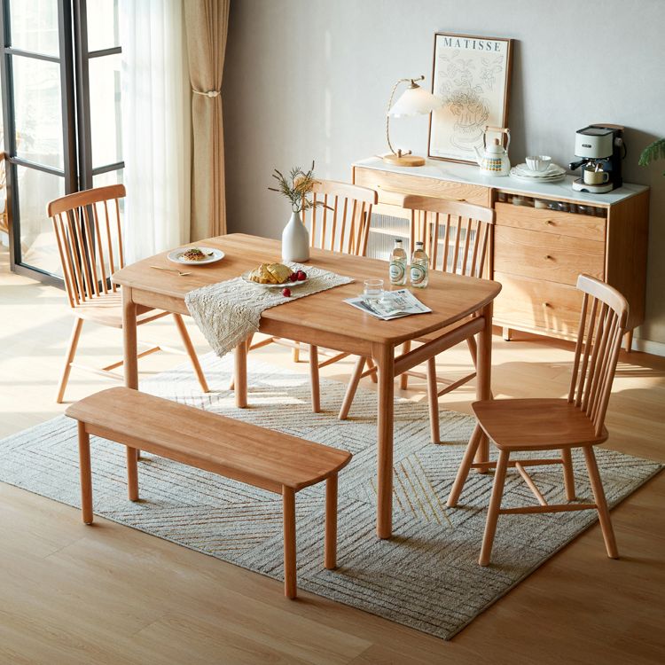 Solid Wood Frame Dining Table Rectangle Dinette Table for Home