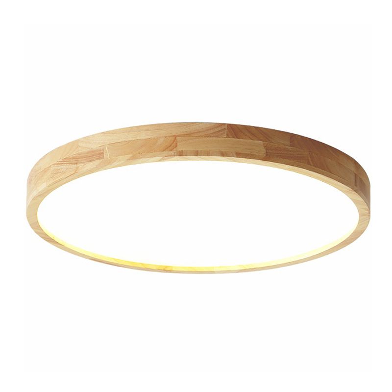 Plafonnier LED circulaire couleur rondin, plafonnier en bois de Style concis moderne avec abat-jour en acrylique