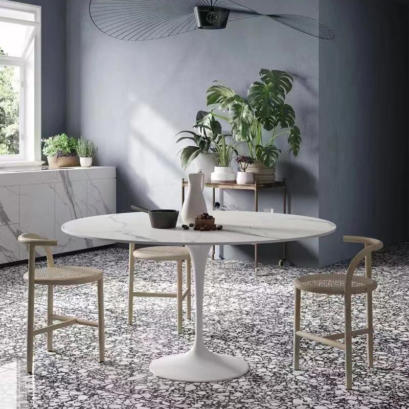 Metal Modern Round Table Sintered Stone Table for Kitchen and Dining Room