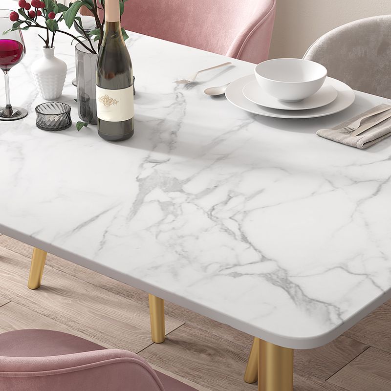 Modern Rectangle Shape White Dining Set Standard Sintered Stone Top Dining Set for Kitchen