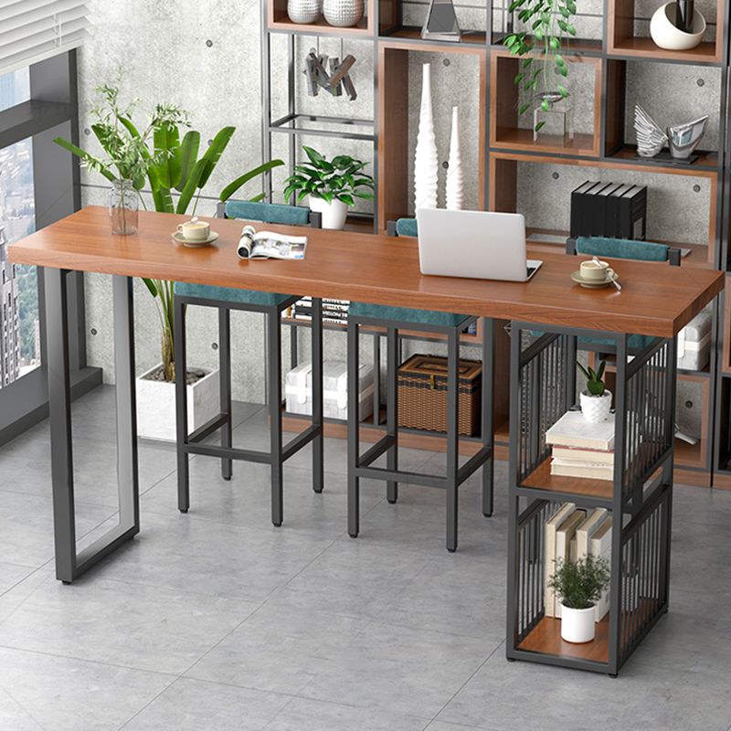 Modern 1/4/7 Pieces Bar Table Set Rectangle Pine Wood Counter Table with High Stools