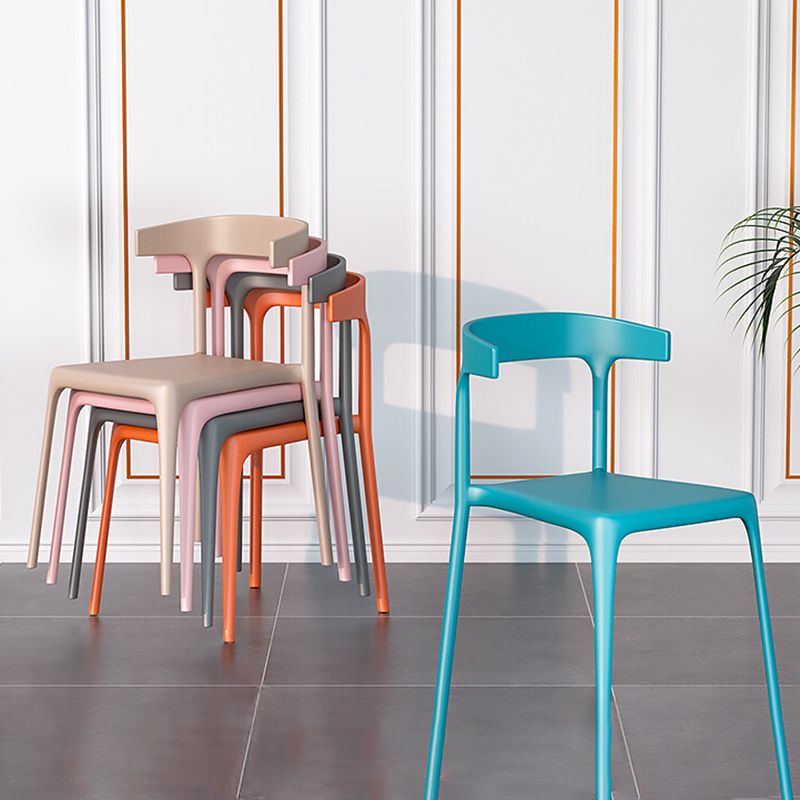 Modern Style Stackable Chair Dining Open Back Armless Chair for Kitchen with Plastic Legs