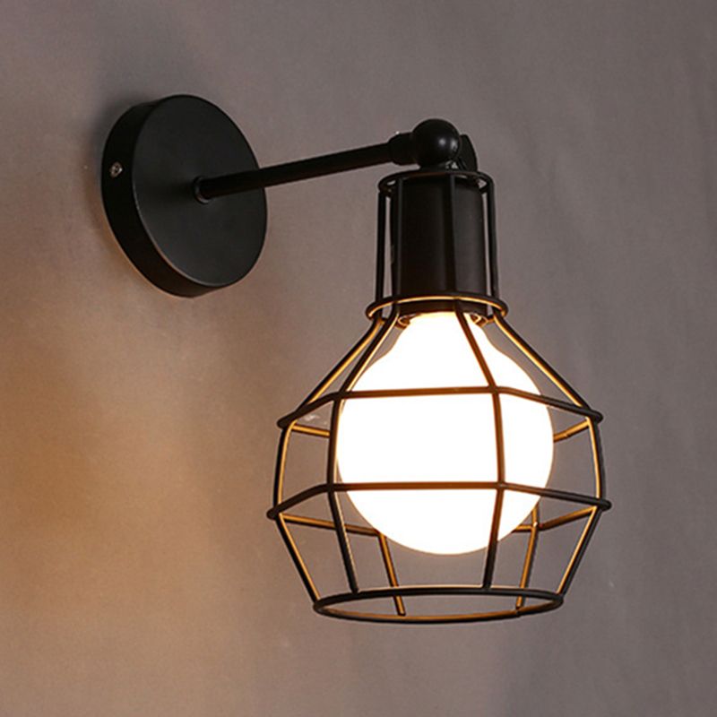 Geometric Wall Lighting Industrial Metal 1 Light Rustic Wall Sconces in Black