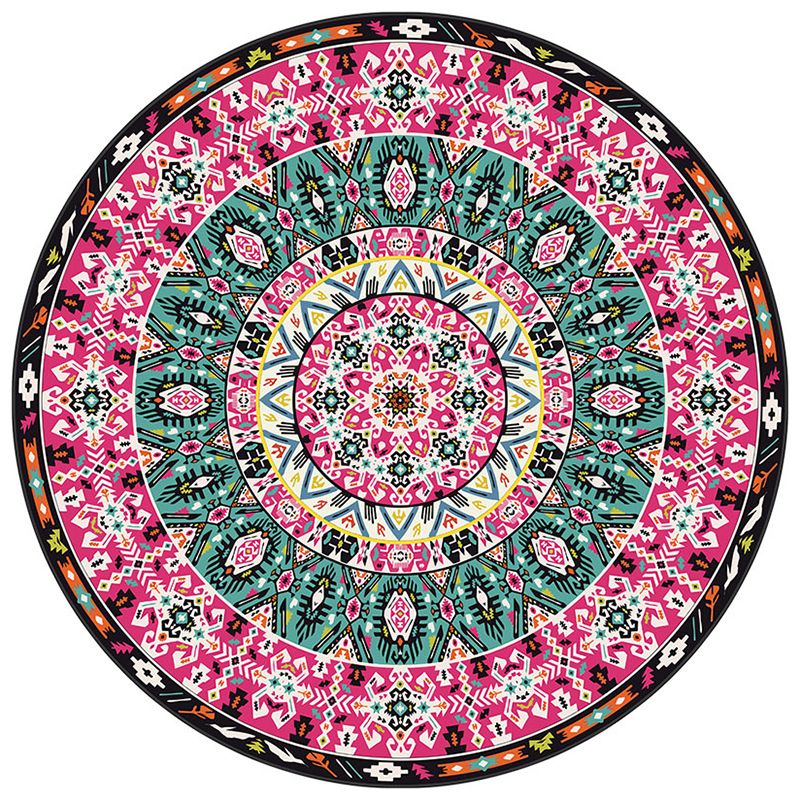 Couleur rond traditionnel tapis intérieur polyester marocain fleurie octogonale tapis de support sans glissement pour le salon