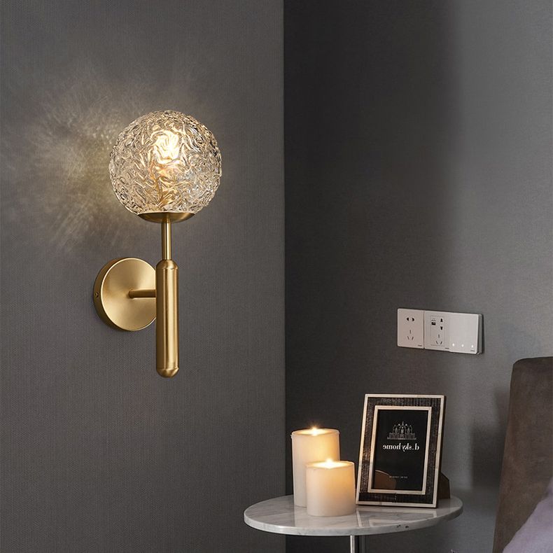 Lámpara de pared colgante de globos de bronce en un estilo de pared de cobre moderno estilo creativo con sombra de vidrio