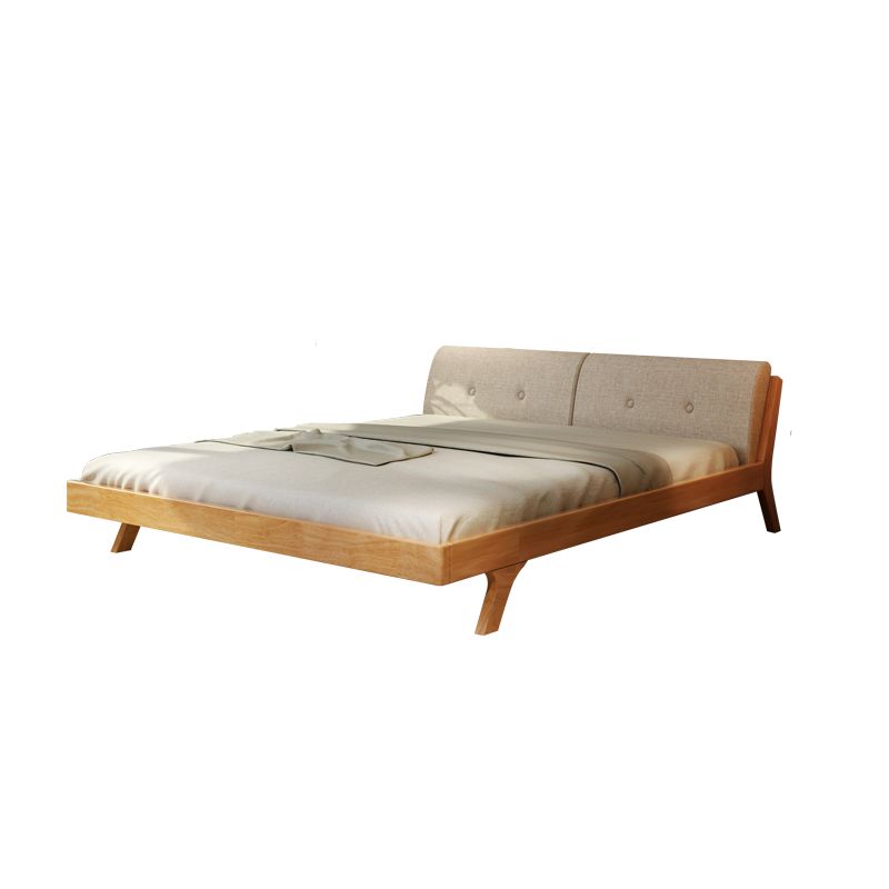 Contemporary Wooden Standard Bed, Upholstered Headboard Bed Frame