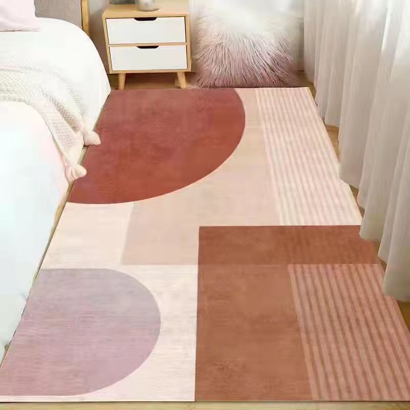 Tapis bloc de couleur rose en Polyester, style nordique, résistant aux taches, pour la décoration de la maison