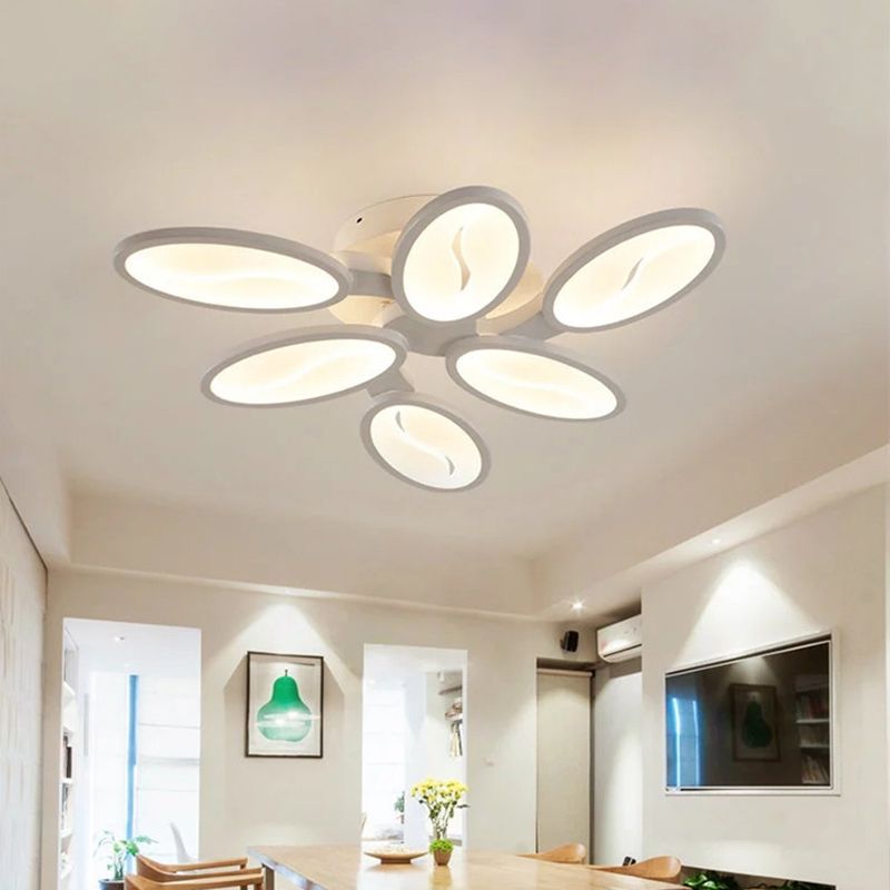 Ramo ovale acrilico semifulto semifulco contemporaneo 6/9/12 luci bianche a LED vicino alla lampada a soffitto in luce calda/bianca