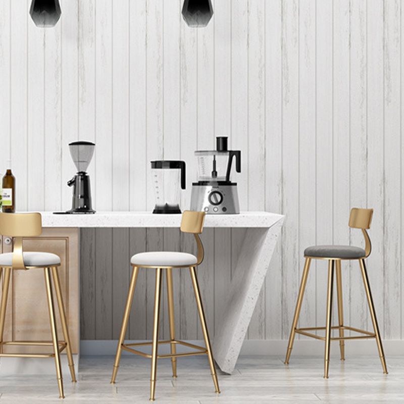 Glam Armless Backrest Counter Stool Iron Bar Stool with Cushion for Milk Tea Shop