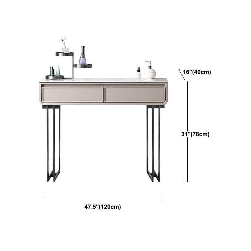 White/Grey Vanity Wood Makeup Dressing Table Stone Top Dresser
