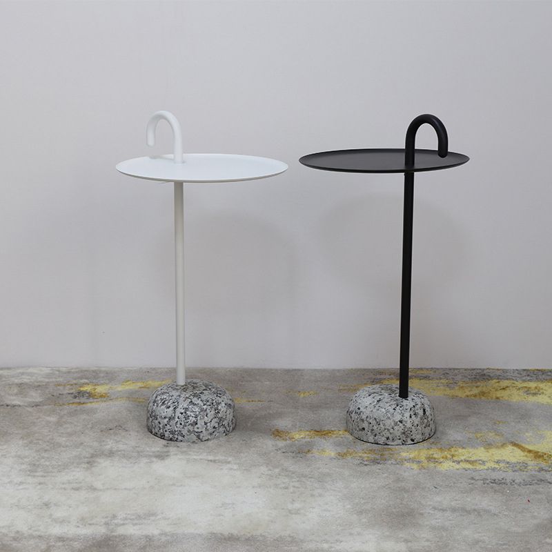 Mid-Century Metal Round Top Side Table 27" Tall Pedestal End Table