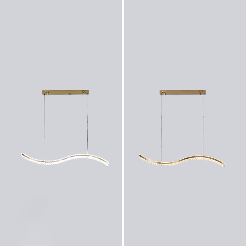K9 Crystal Wavy Pendant Lighting Simplicity LED Island Ceiling Light for Dining Room