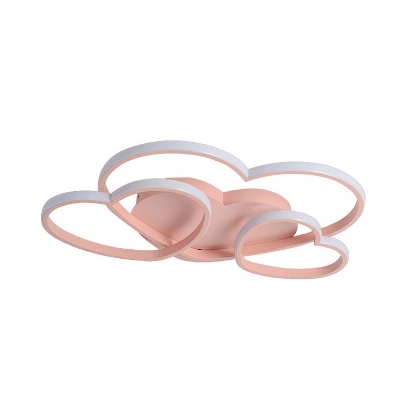 Heart Design Acrylic Ceiling Lighting Minimalist LED White/Pink/Gold Finish Flush Mount Light Fixture