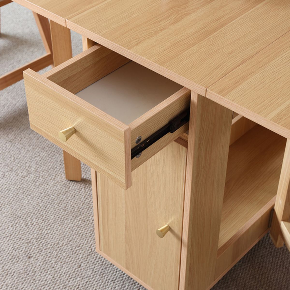 Modern Folding Dining Table Extendable for Small Spaces in Natural