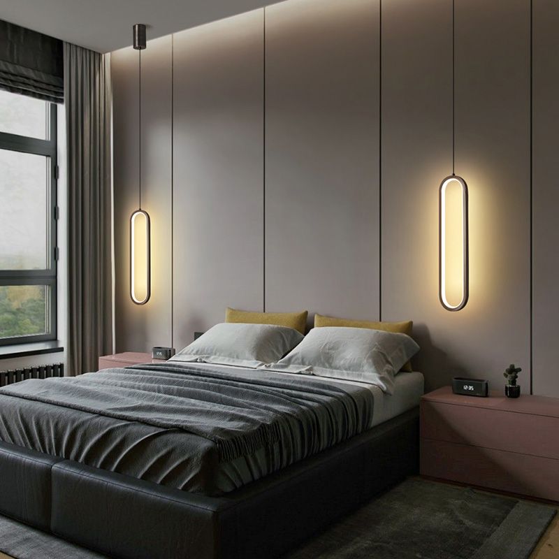 Geometric Pendant Lighting Fixtures Modern LED Suspension Lamp with White Acrylic Shade