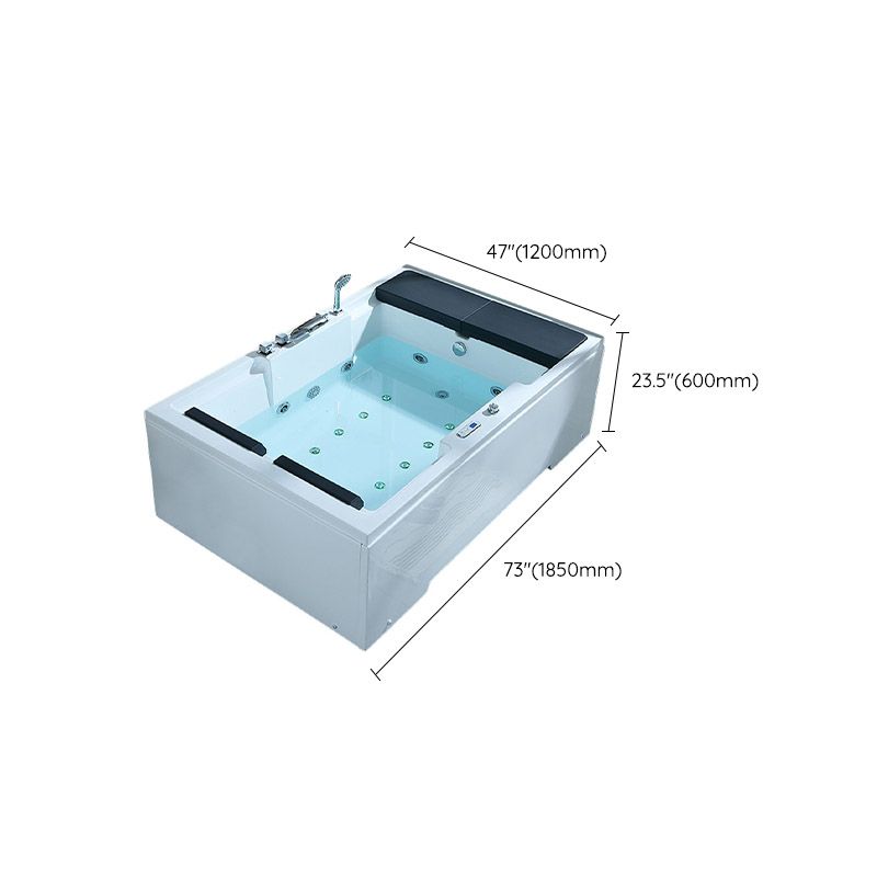 Modern Style Acrylic Rectangular Bath Tub White Tub with Internal Drain