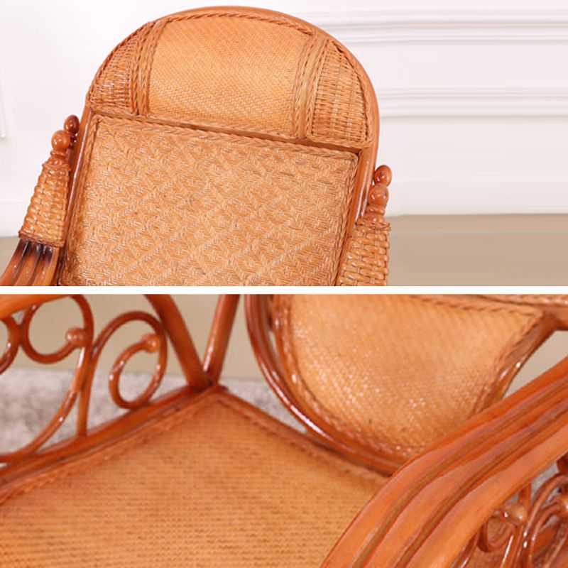 Traditional Rocking Chair Wicker Spindle Backrest Solid Color Indoor Rocking Chair