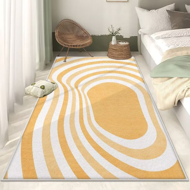 Yellow Striped Carpet Nordic Polyester Carpet Washable Carpet for Home Decor