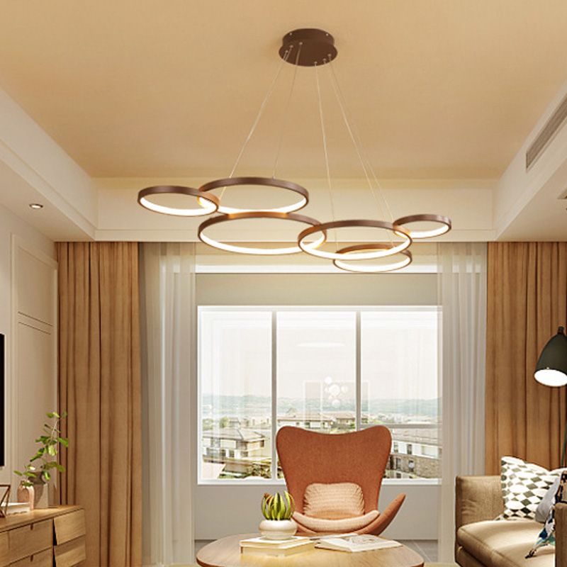 Metalen ringverhangverlichting Moderne stijl Multi -lichten kroonluchter lamp