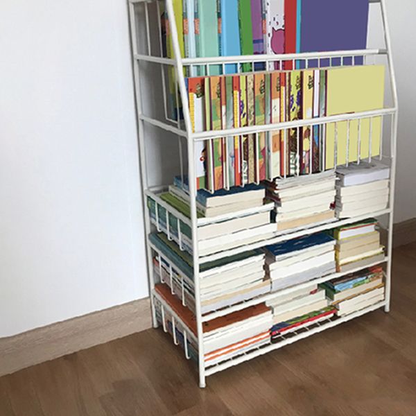 Contemporary Metal Book Display Closed Back Freestanding Bookcase