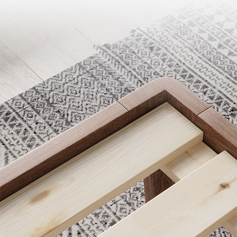 Ash Standard Bed Brown 12.59" High Bed Without Headboard, Mid-Century Modern Style