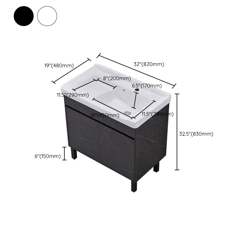 Single Sink Vanity Set Freestanding Rectangle 2 Doors Wood Bath Vanity