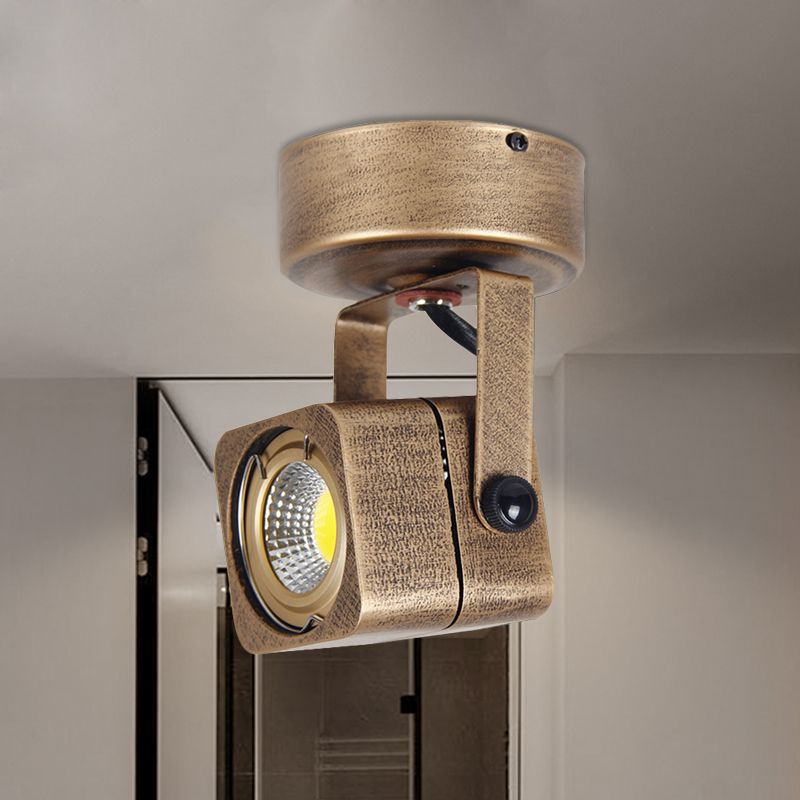 Bronzo a cilindro in ottone/a montaggio semi-floscuto a monte Antique a LED in metallo a LED a LED Attigettabile a soffitto regolabile, 3 "/5" W