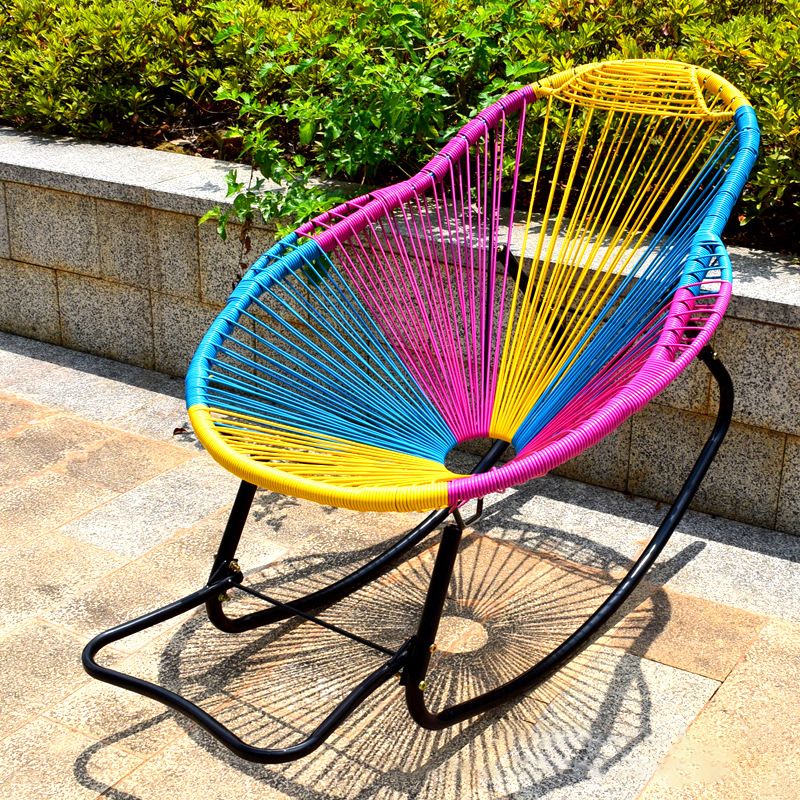 Modern Single Outdoor Rocking Chair Rattan Rocking Chair for Leisure