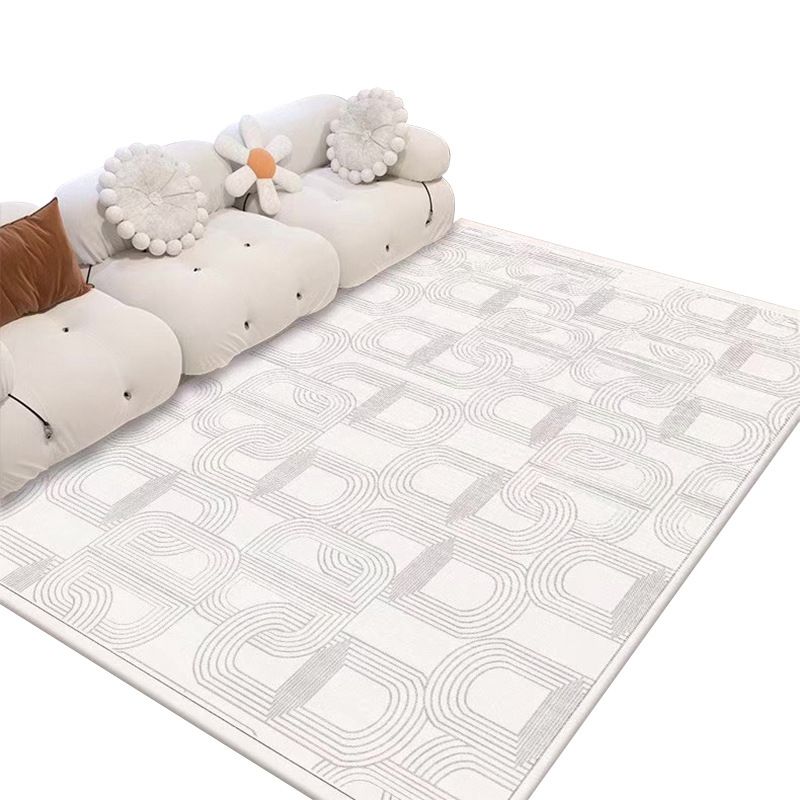 Light Brown Striped Rug Polyester Casual Rug Non-Slip Backing Rug for Living Room