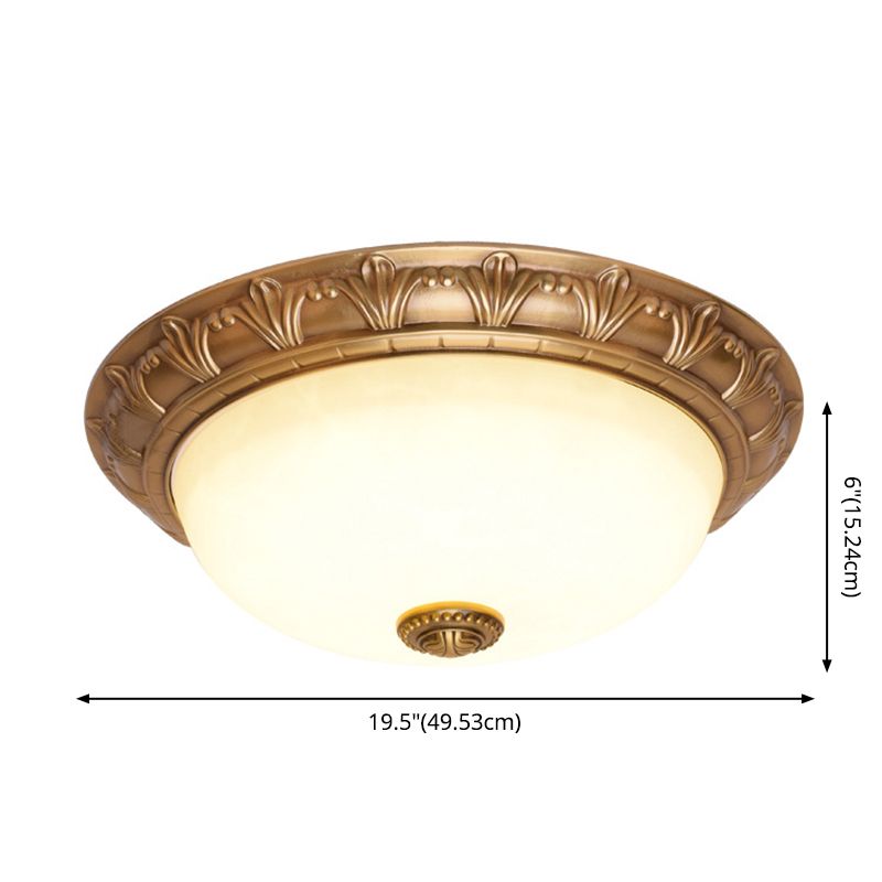 Bowl Flush Mount Light White Glass Traditional Flush Mount Spotlight for Bedroom