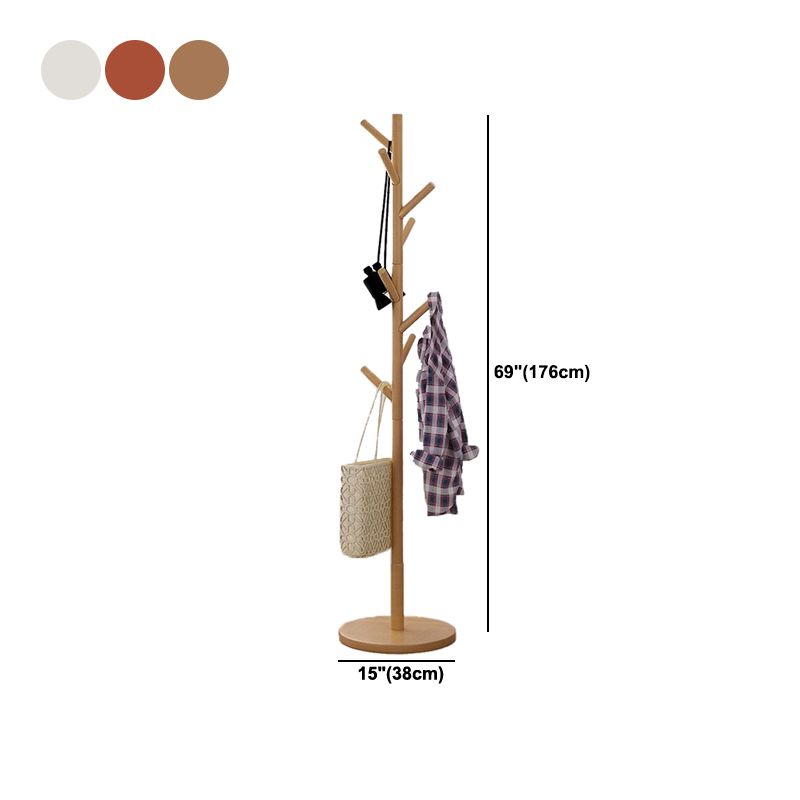 Modern Style Coat Rack Solid Pine Wood Free Standing Hooks Design Coat Rack