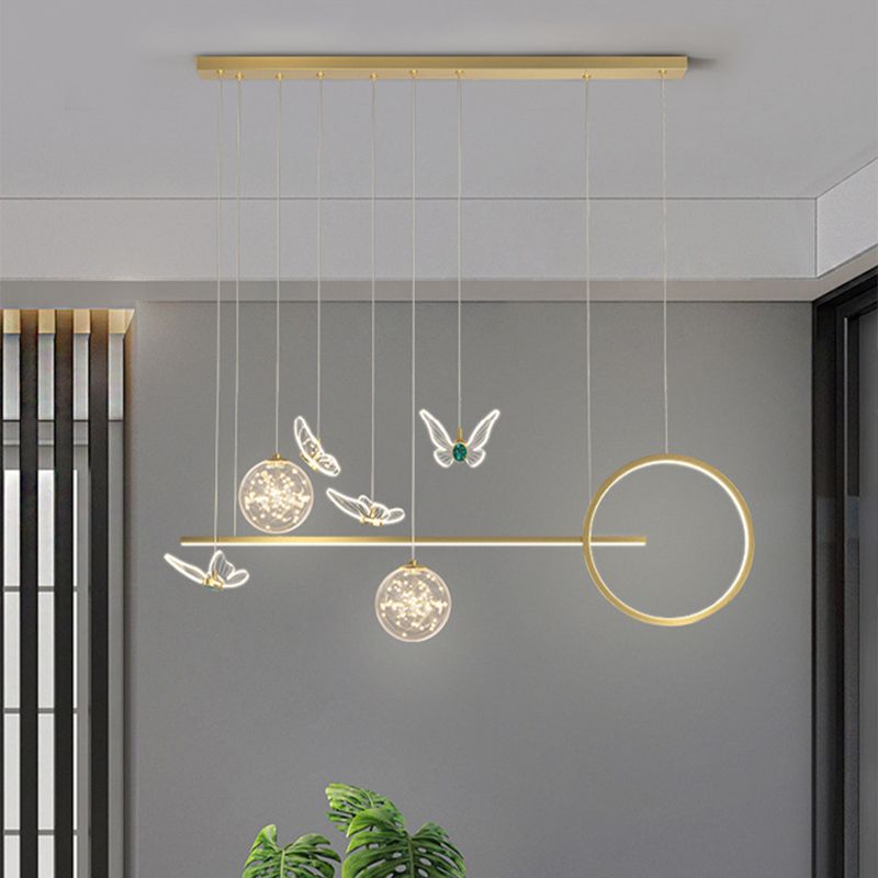 Modern Pendant Lighting Geometric Chandelier Light Metal 8 Light Island Lighting