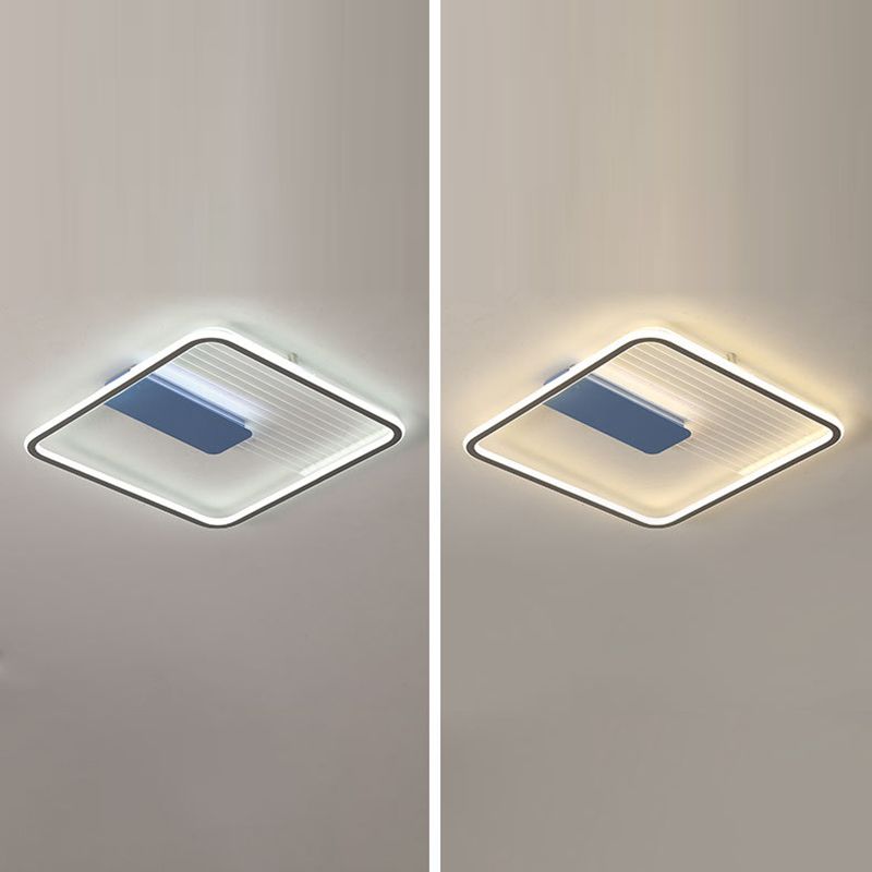 Lampe encastrée ultra fine bleue, plafonnier LED minimaliste en acrylique pour salon