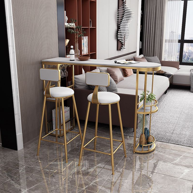 Glam Style Cocktail Bar Table 42-inch Height Metal Base Bar Storage Table