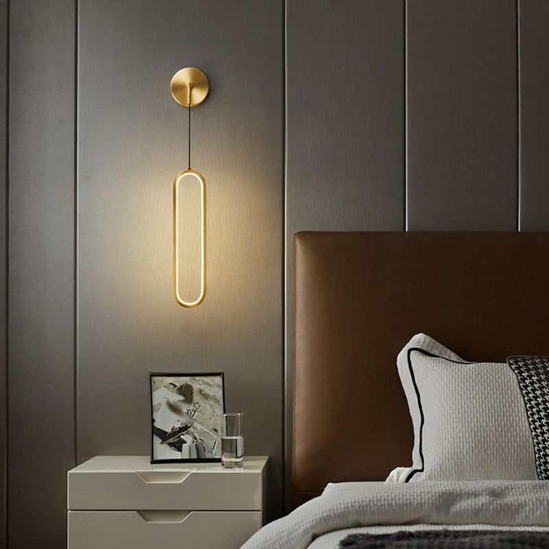 Minimalism LED Wall Sconce Oval Brass Sconce Lighting for Bedroom