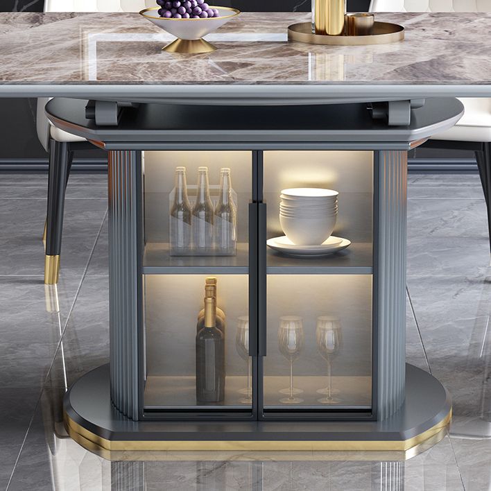 Modern Style Stone Furniture 1/5/7/9/11 Pcs Round Shape Dinette Table with Dining Chair