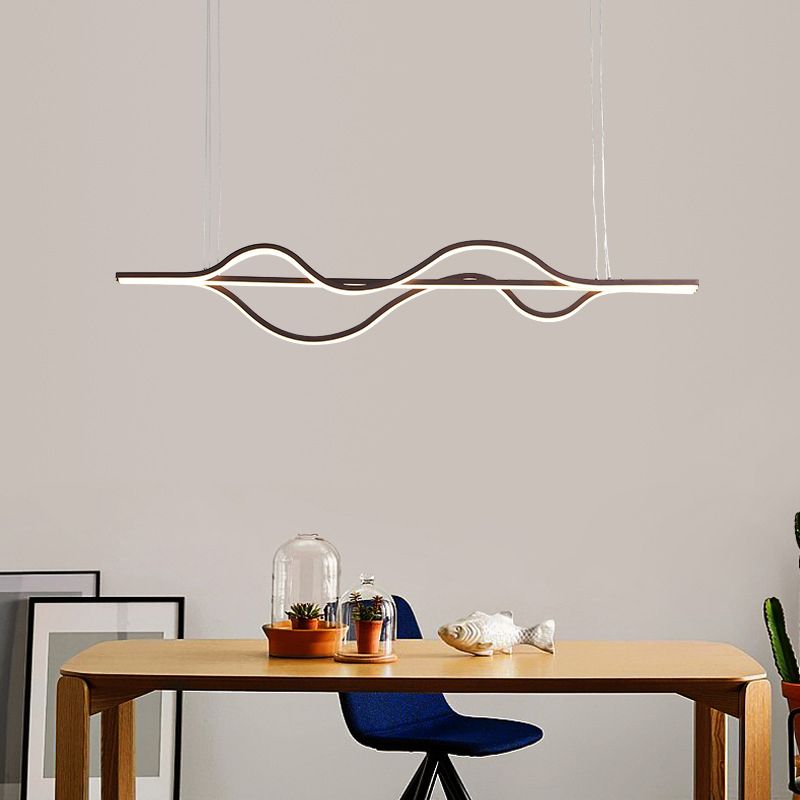Brown Lines Island Lighting Fixture Contemporary LED Acrylic Hanging Ceiling Light