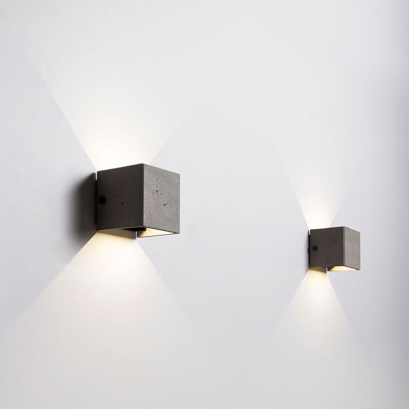 4"/8" Wide Cube Wall Light Sconce in Nordic Style Cement 1 Light Grey Wall Sconce