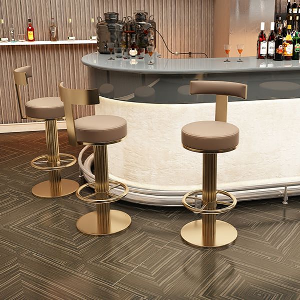Glam Leather Bar Stool Adjustable Gold Base Counter Stool for Bristol