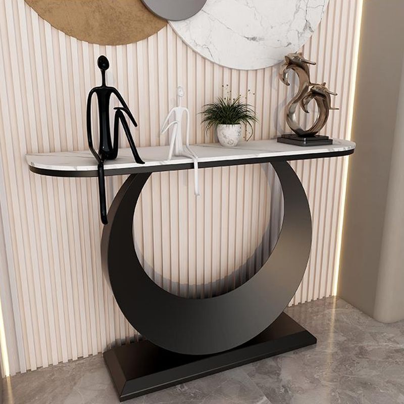Modern Half Moon Console Table Antique Finish Console Sofa Table