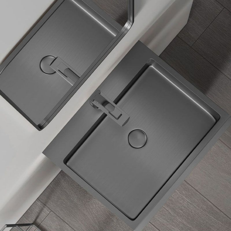 Contemporary Bathroom Sink with Pop-Up Drain Rectangular Metal Pedestal Sink