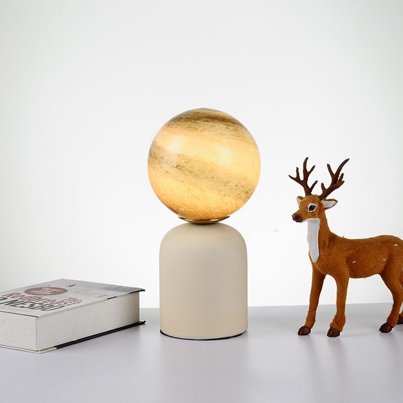 11,8 "in altezza lampada da tavolo a led in stile moderno Globe Glass Shade Ceramics Ceramics Base Light per camera da letto