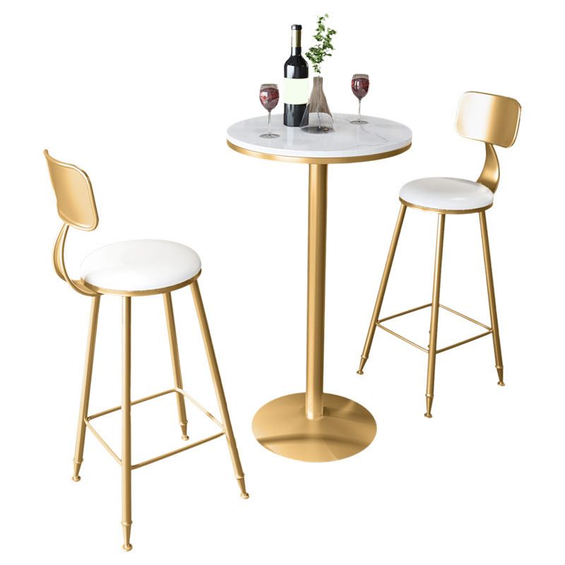 1/3 Pieces Glam Bar Table Set Round Bistro Set with White Faux Marble Top
