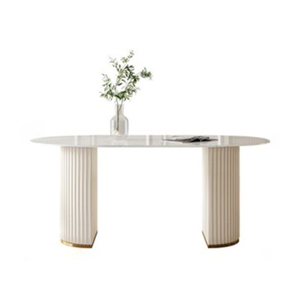 Metal Modern Oval Dining Table Sintered Stone Table for Dining Room and Kitchen