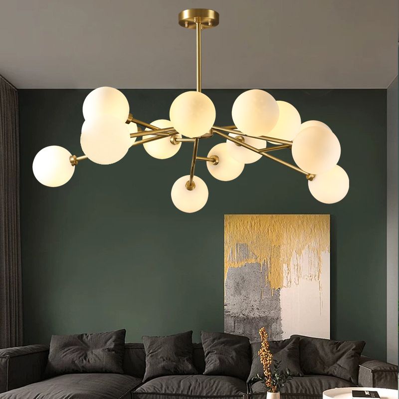 Glass Gold Chandelier in Modern Artistic Style Copper Globe Pendant Light for Interior Spaces