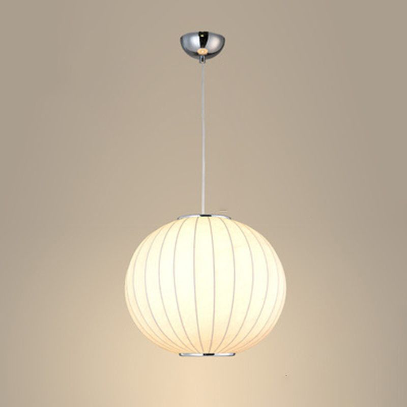 Pendante intérieure minimaliste, éclairage pendentif à 1 lumière en soie blanche pour restaurant