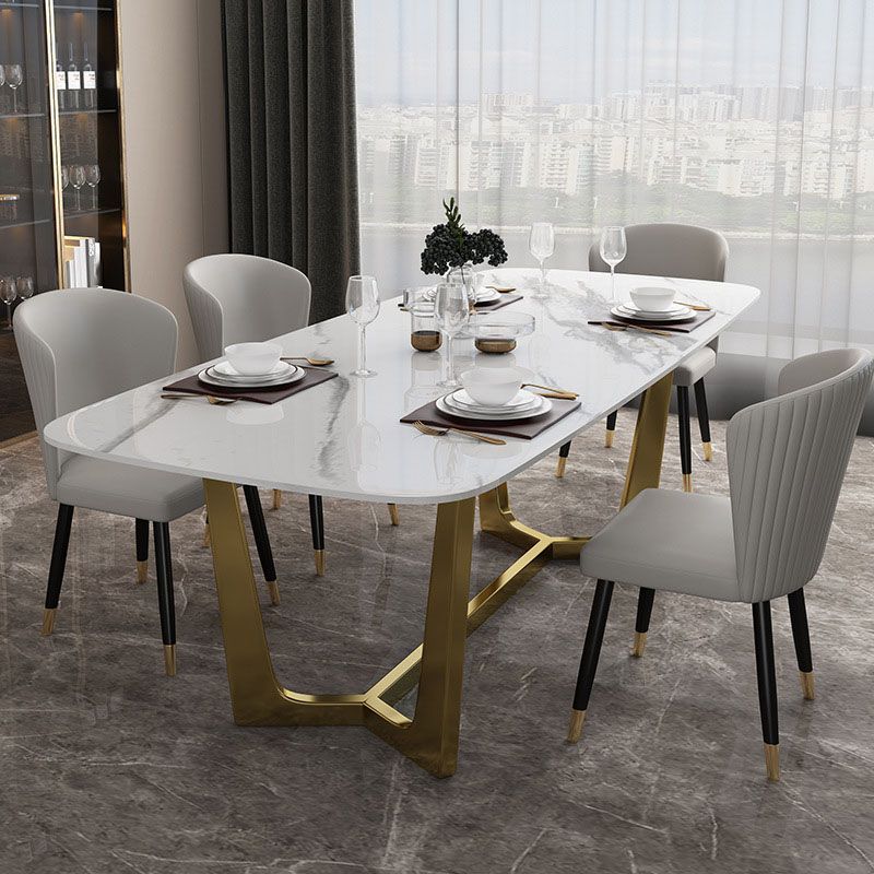 Traditional Luxury Table White Stone Rectangle Dining Table for Home