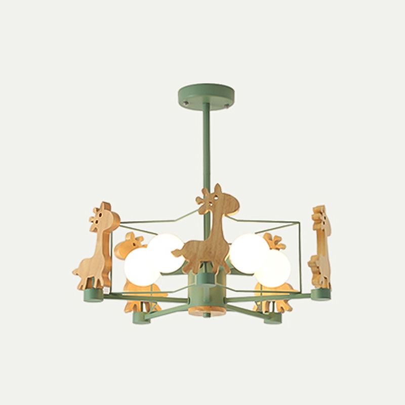 5-Light Spherical Branch Hanging Pendant Modern Macaron Style Metal Hanging Lighting