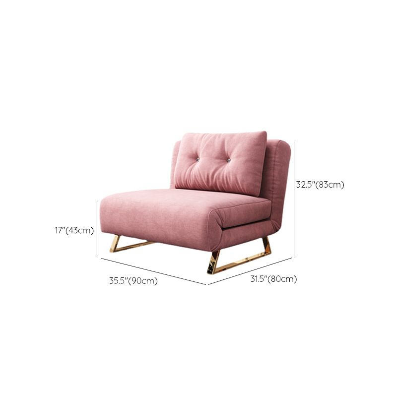 Glam Style Sled Convertible Chair Tufted Back Armless Chair in Pink